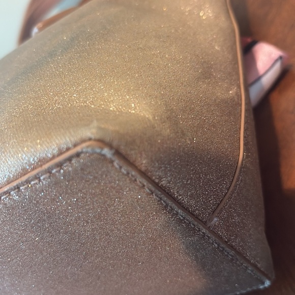 Kate Spade  Glitter satchel  leather gold glitter  pink handles  Sweet  GUC - Picture 11 of 17